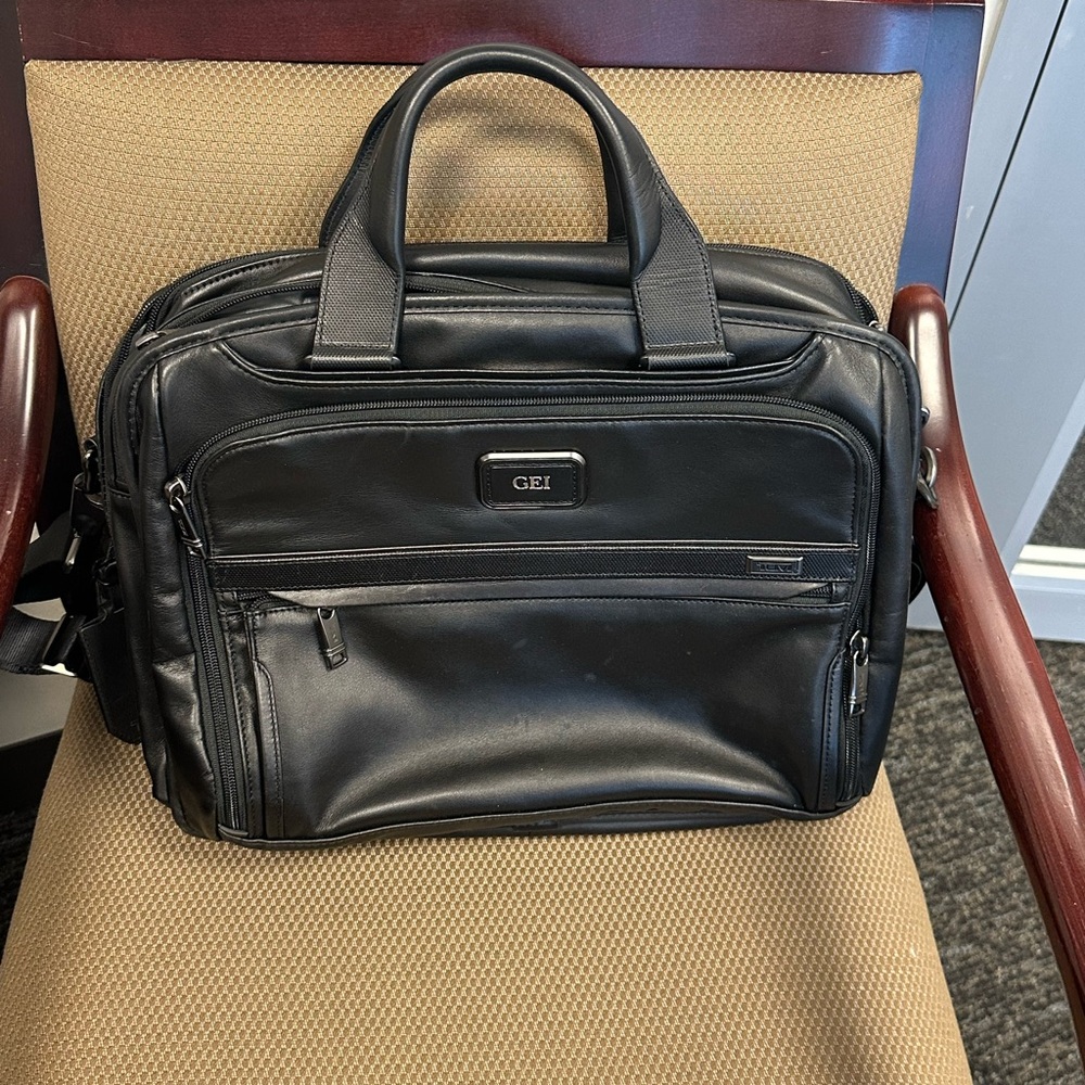 Tumi Alpha 3 Laptop Black Leather - Organizer Portfolio Briefcase